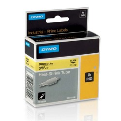 Dymo originální páska do tiskárny štítků, Dymo, 18054, S0718290, černý tisk/žlutý podklad, 1.5m, 9mm, RHINO plochá smršťovací