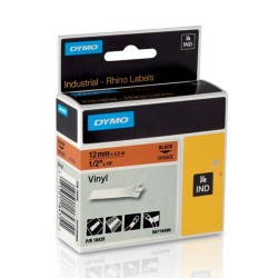 Dymo originální páska do tiskárny štítků, Dymo, 18435, S0718490, černý tisk/oranžový podklad, 5.5m, 12mm, RHINO vinylová profi