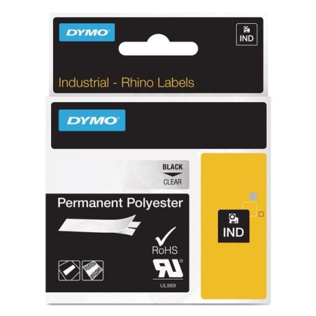 Dymo originální páska do tiskárny štítků, Dymo, 622290, černý tisk/průhledný podklad, 5.5m, 19mm, RHINO permanentní