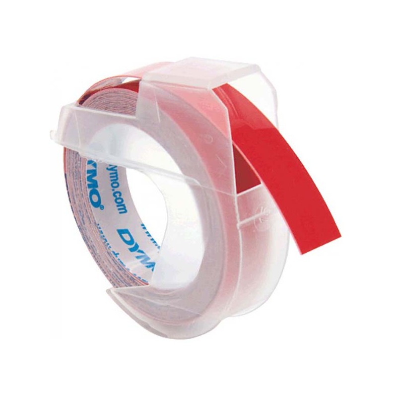 Dymo originální páska do tiskárny štítků, Dymo, S0898150, bílý tisk/červený podklad, 3m, 9mm, baleno po 10 ks, cena za 1 ks, 3D