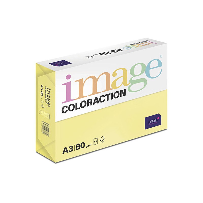 Xerografický papír Coloraction, Canary, A3, 80 g/m2, středně žlutý, 500 listů, vhodný pro inkoustový tisk