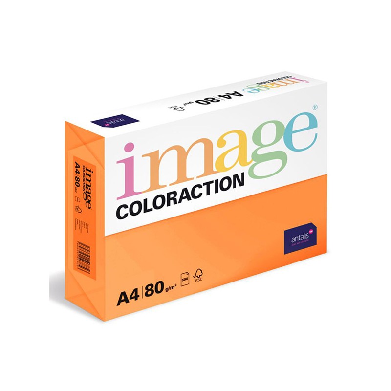 Xerografický papír Coloraction, Acapulco, A4, 80 g/m2, reflexní oranžový, 500 listů, vhodný pro inkoustový tisk