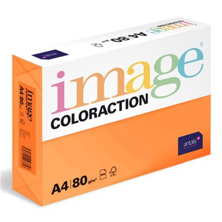 Xerografický papír Coloraction, Acapulco, A4, 80 g/m2, reflexní oranžový, 500 listů, vhodný pro inkoustový tisk