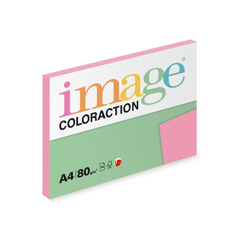 Xerografický papír Coloraction, Coral, A4, 80 g/m2, středně růžový, 100 listů, vhodný pro inkoustový tisk
