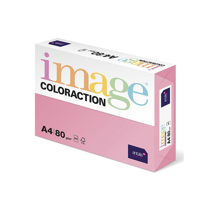 Xerografický papír Coloraction, Coral, A4, 80 g/m2, středně růžový, 500 listů, vhodný pro inkoustový tisk