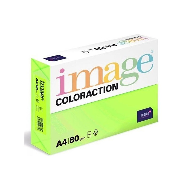 Xerografický papír Coloraction, Rio, A4, 80 g/m2, reflexní zelený, 500 listů, vhodný pro inkoustový tisk