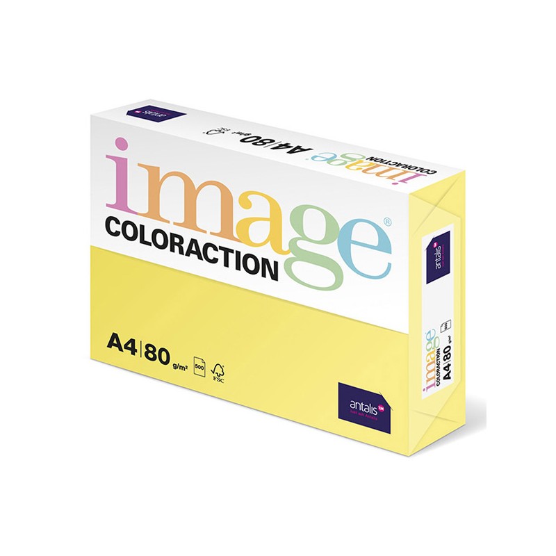 Xerografický papír Coloraction, Florida, A4, 80 g/m2, citrónově žlutý, 500 listů, vhodný pro inkoustový tisk
