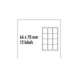 Logo etikety 66mm x 70mm, A4, matné, modré, 12 etiket, baleno po 25 ks, pro inkoustové a laserové tiskárny