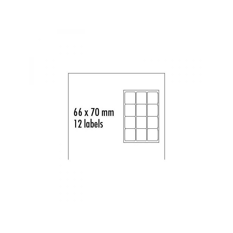 Logo etikety 66mm x 70mm, A4, matné, modré, 12 etiket, baleno po 25 ks, pro inkoustové a laserové tiskárny