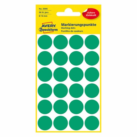 Avery Zweckform etikety 18mm, zelené, 24 etiket, značkovací, baleno po 4 ks, 3006, pro ruční popis