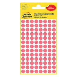 Avery Zweckform etikety 8mm, neon červené, 104 etiket, značkovací, baleno po 4 ks, 3177, pro ruční popis