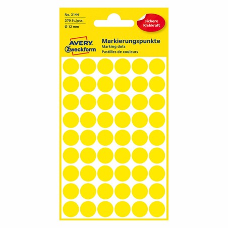 Avery Zweckform etikety 12mm, žluté, 54 etiket, značkovací, baleno po 5 ks, 3144, pro ruční popis