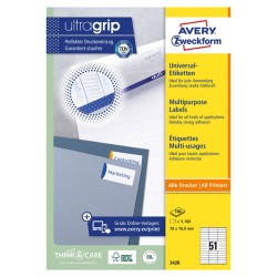 Avery Zweckform etikety 70mm x 16.9mm, A4, bílé, 51 etiket, baleno po 100 ks, 3420, pro laserové a inkoustové tiskárny, kopírky
