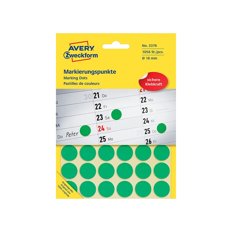 Avery Zweckform etikety 18mm, zelené, 48 etiket, značkovací, baleno po 22 ks, 3376, pro ruční popis