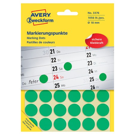 Avery Zweckform etikety 18mm, zelené, 48 etiket, značkovací, baleno po 22 ks, 3376, pro ruční popis