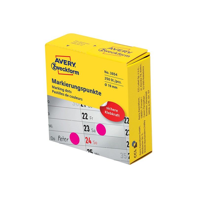 Avery Zweckform etikety 19mm, purpurové, 250 etiket, značkovací, 3854, pro ruční popis