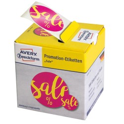 Avery Zweckform etikety 38mm + 18mm, růžové, 100 + 200 etiket, s nápisem Sale, 3847