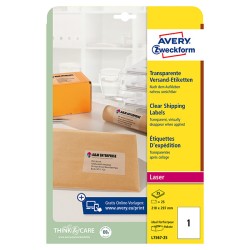 Avery Zweckform etikety 210mm x 297mm, A4, průhledné, transparentní, 1 etiketa, na balíky, baleno po 25 ks, L7567-25, pro
