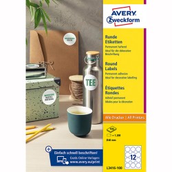 Avery Zweckform etikety 60mm, A4, bílé, 12 etiket, baleno po 100 ks, L3416-100, pro laserové a inkoustové tiskárny, kopírky