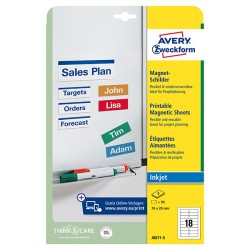 Avery Zweckform štítky 78mm x 28mm, A4, matné, bílé, 18 štítků, magnetické, baleno po 5 ks, J8871-5, pro inkoustové tiskárny