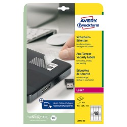 Avery Zweckform etikety 45.7mm x 21.2mm, A4, matné, bílé, 960 etiket, s ochranou proti manipulaci, baleno po 20 ks, L6113-20