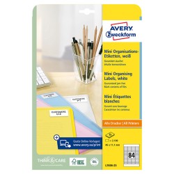 Avery Zweckform etikety 46mm x 11.1mm, A4, bílé, 84 etiket, na složky, mini, baleno po 25 ks, L7656-25, pro laserové a