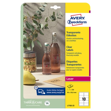 Avery Zweckform etikety 96mm x 50,8mm, A4, bílé, 10 etiket, vysoce lesklé, baleno po 25 ks, L7783-25, pro laserové tiskárny