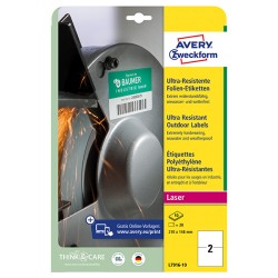 Avery Zweckform etikety 210mm x 148mm, A4, bílé, 2 etikety, velmi odolné, baleno po 10 ks, L7916-10, pro laserové tiskárny a