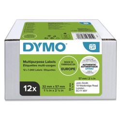 Dymo papírové štítky 57mm x 32mm, bílé, multifunkční, snímatelné, 12 x 1000 ks, 2093095, 12 rolí v balení, cena za balení