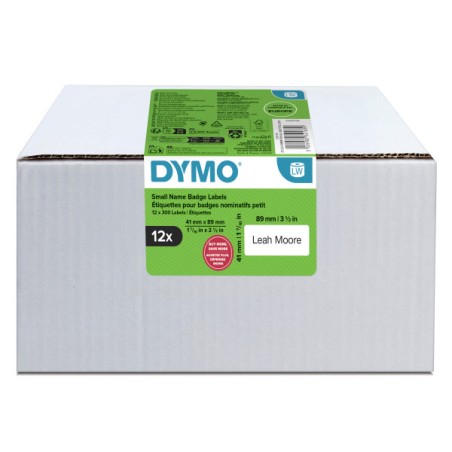 Dymo papírové štítky 89mm x 41mm, bílé, na jmenovky, snímatelné, 12 x 300 ks, 2234183, 12 rolí v balení, cena za balení