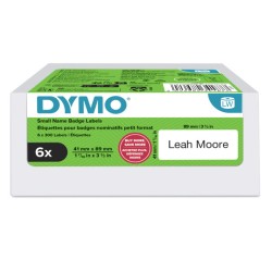 Dymo papírové štítky 89mm x 41mm, bílé, na jmenovky, snímatelné, 6 x 300 ks, 2234187, 6 rolí v balení, cena za balení
