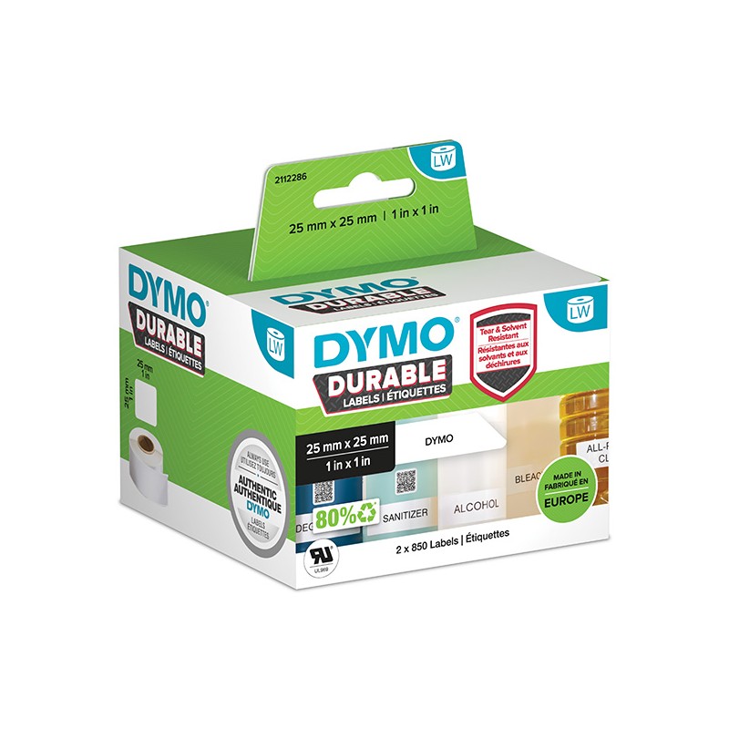 Dymo polypropylenové štítky 25mm x 25mm, bílé, multifunkční, 2x850 ks, 2112286