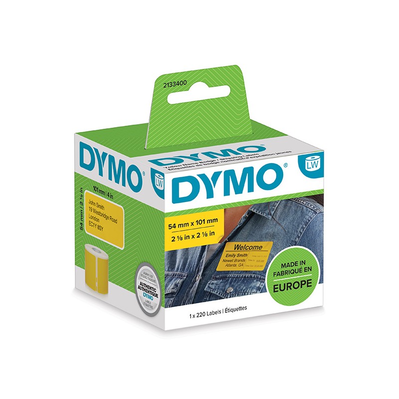 Dymo papírové štítky 101mm x 54mm, žluté, pro přepravu, 220 ks, 2133400