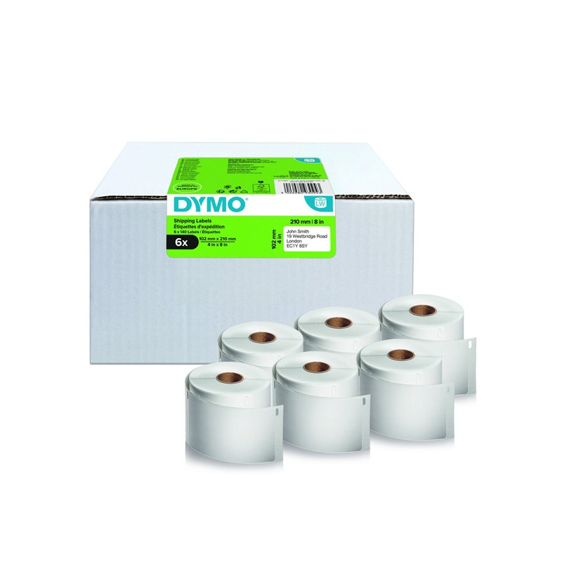 Dymo papírové štítky 210mm x 102mm, bílé, pro DHL, 6 x 140 ks, 2177565, 6 rolí v balení, cena za balení