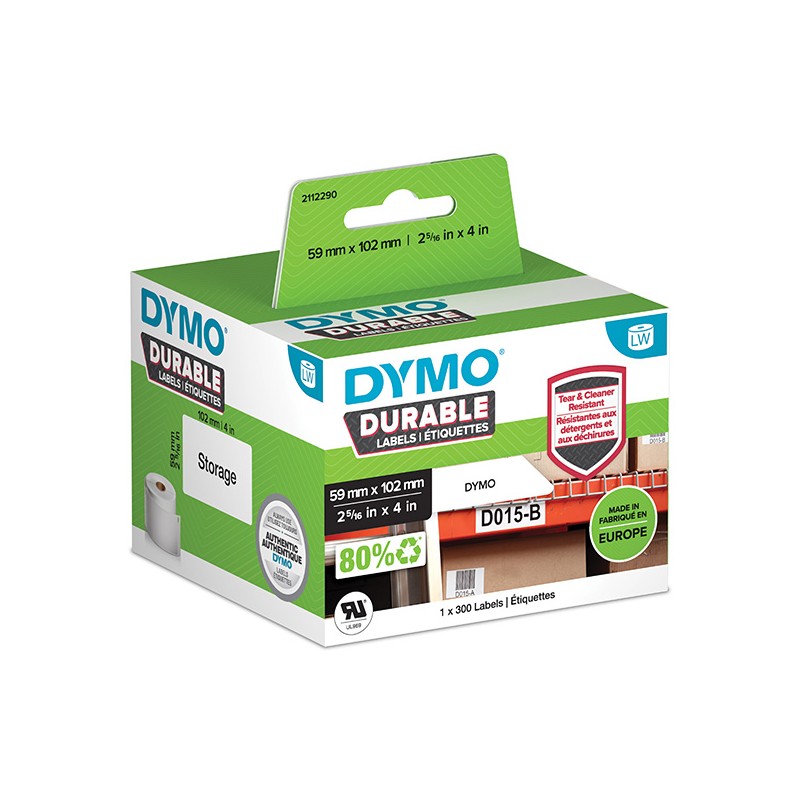 Dymo polypropylenové štítky 102mm x 59mm, bílé, pro přepravu, 300 ks, 2112290