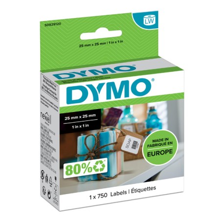 Dymo papírové štítky 25mm x 25mm, bílé, multifunkční, snímatelné, 750 ks, S0929120