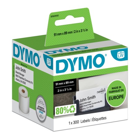 Dymo papírové štítky 89mm x 51mm, bílé, pro vizitky, bez lepidla, 300 ks, S0929100