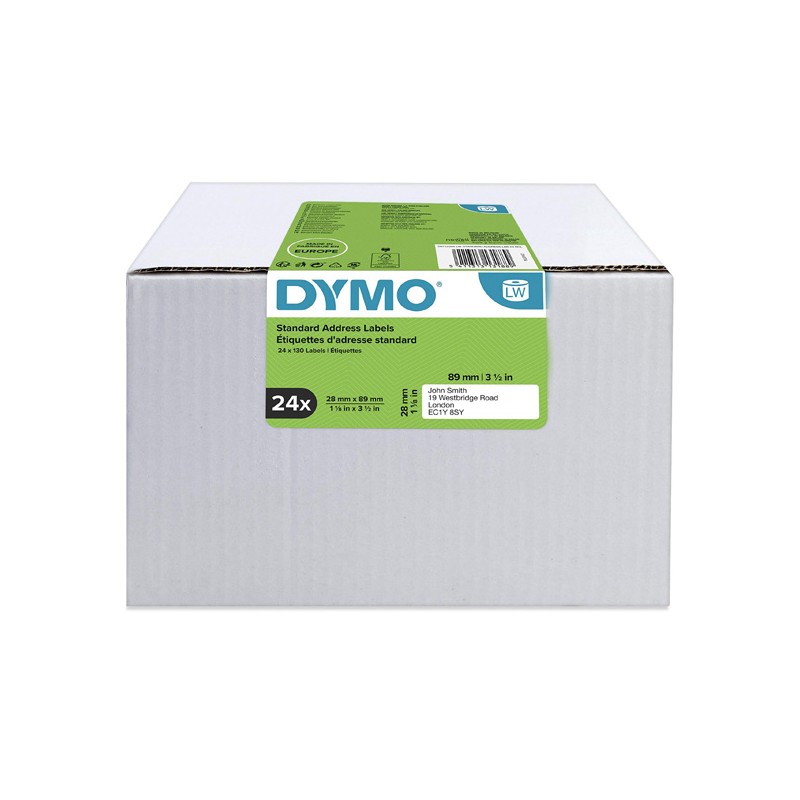 Dymo papírové štítky 89mm x 28mm, bílé, adresní, 24 x 130 ks, S0722360