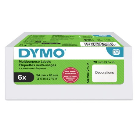Dymo papírové štítky 70mm x 54mm, bílé, na diskety, 6 x 320 ks, 2234188, 6 rolí v balení, cena za balení