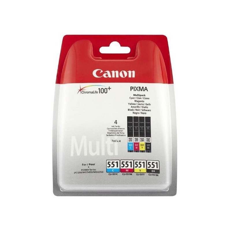Canon CLI-551 multipack (CMYK) + PP-201 fotopapír 50x, CLI-551/PP-201, foto papír, výtěžnost 4x7ml typ lesklý, 6508B005, bílý