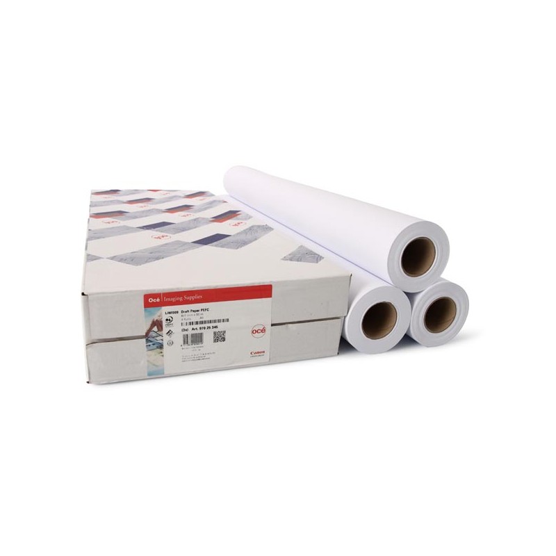 Canon-Océ IJM009, 2", Roll Paper Draft, matný, 36", 3-pack, 7675B042, 75 g/m2, papír, 914mmx50m, bílý, pro čárové kreslení a