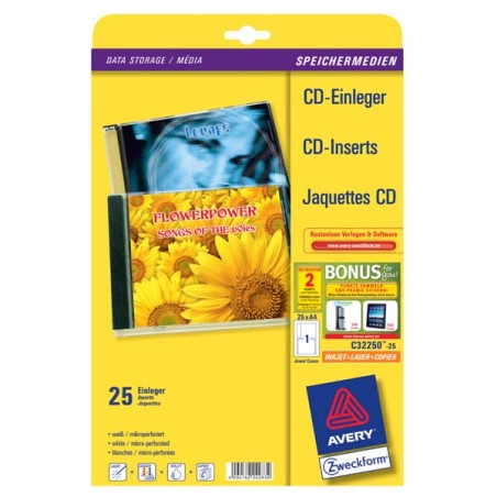 Avery Zweckform CD papírový přebal, bílý, 151 x 118 mm, 25 listů, pro inkoustové tiskárny, O