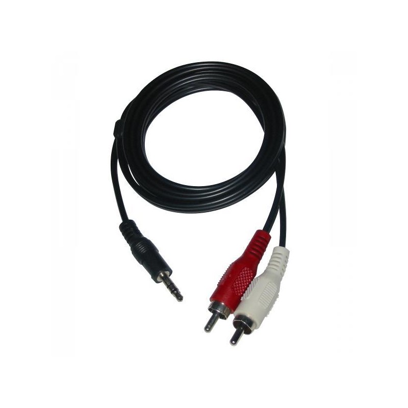 Audio kabel Jack (3.5mm) samec - 2x CINCH samec, 1.5m, černá, Logo