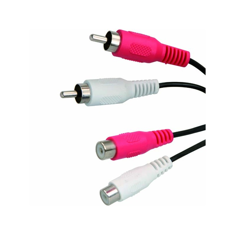 Prodlužovací audio kabel 2x CINCH samec - 2x CINCH samice, 1.5m, černá