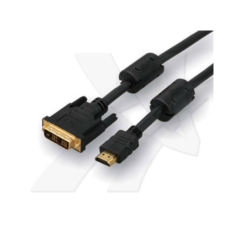 Video kabel DVI (18+1) samec - HDMI samec, 10m, zlacené konektory, černá