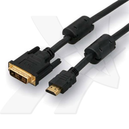 Video kabel DVI (18+1) samec - HDMI samec, 10m, zlacené konektory, černá