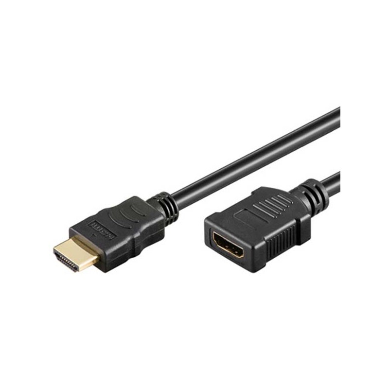 Prodlužovací video kabel HDMI samec - HDMI samice, HDMI 1.4 - High Speed with Ethernet, 5m, pozlacené konektory, černý, DOPRODEJ