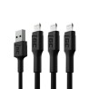 Sada tří kabelů Green Cell GC Ray USB - Lightning 200 cm, bílé LED podsvícení, rychlé nabíjení Apple 2.4A
