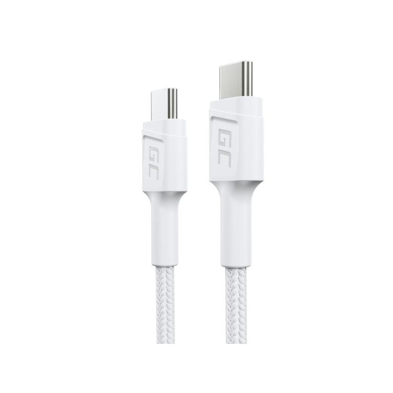 Green Cell kabel USB-C bílý, 30 cm PowerStream s rychlým nabíjením Power Delivery 60W, Ultra Charge, Quick Charge 3.0