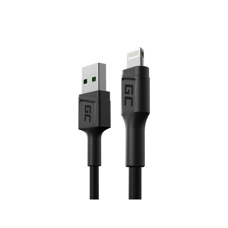 Green Cell kabel GC PowerStream USB-A - Lightning 30 cm, rychlé nabíjení Apple 2.4A